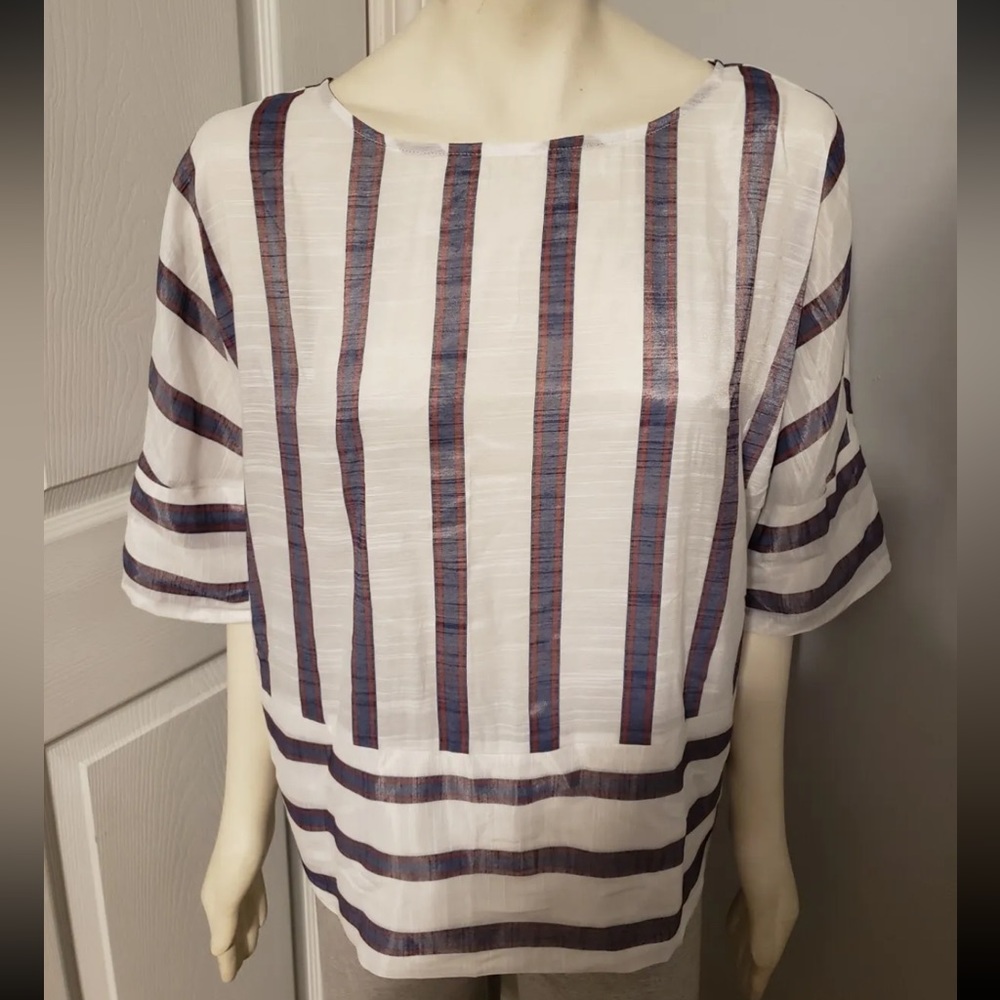 Banana Republic Short Sleeve Round Neck Striped Lightweight Boho NWT Blouse
